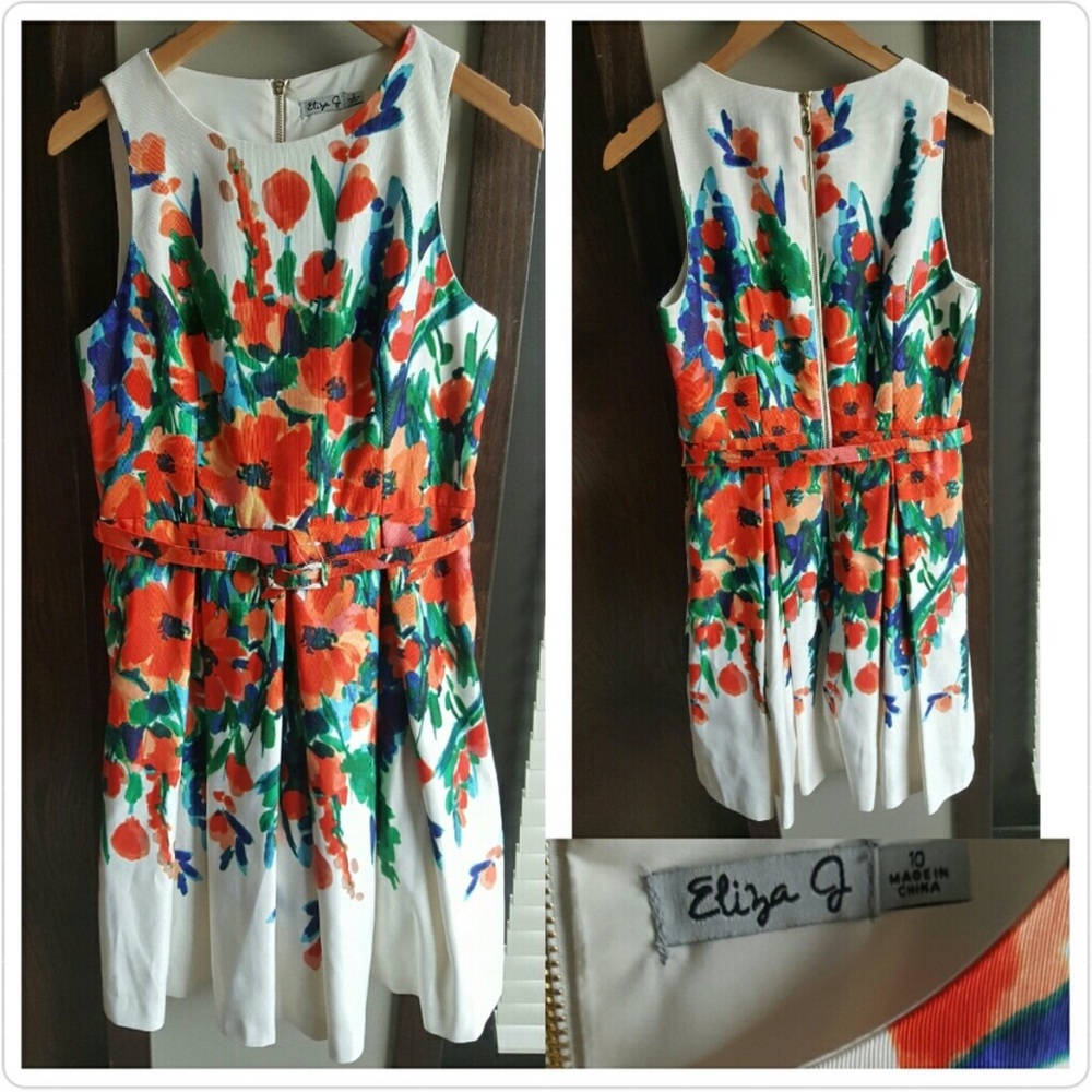 Eliza J floral dress with belt
